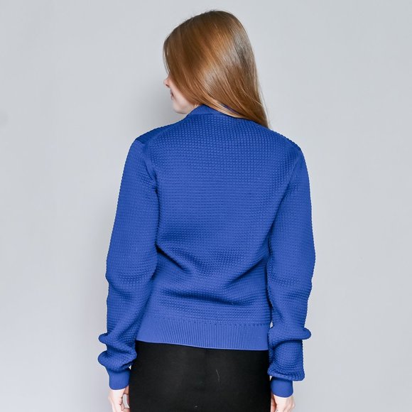 631. PRADA Waffle Knit Blue Sweater Sz 48 - Picture 4 of 7